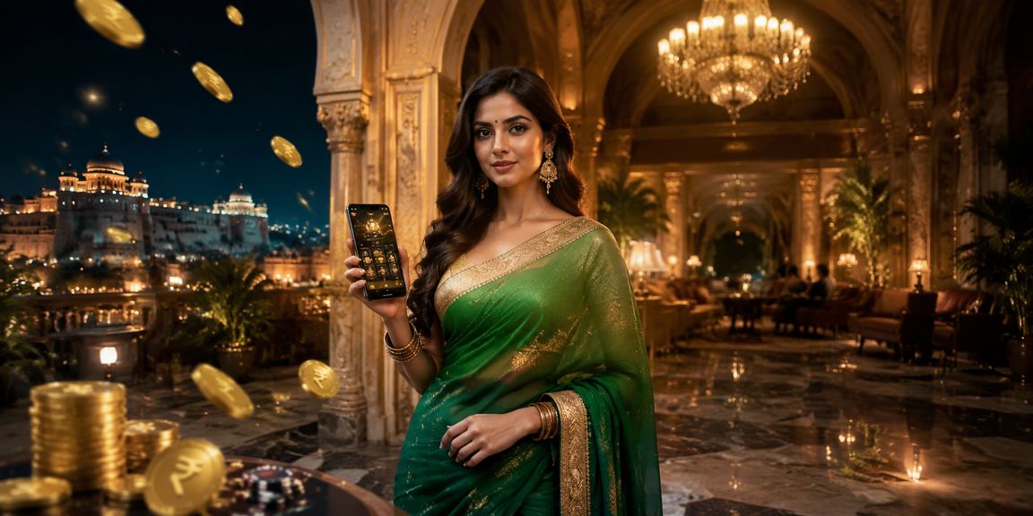 Indian woman enjoying mobile casino app